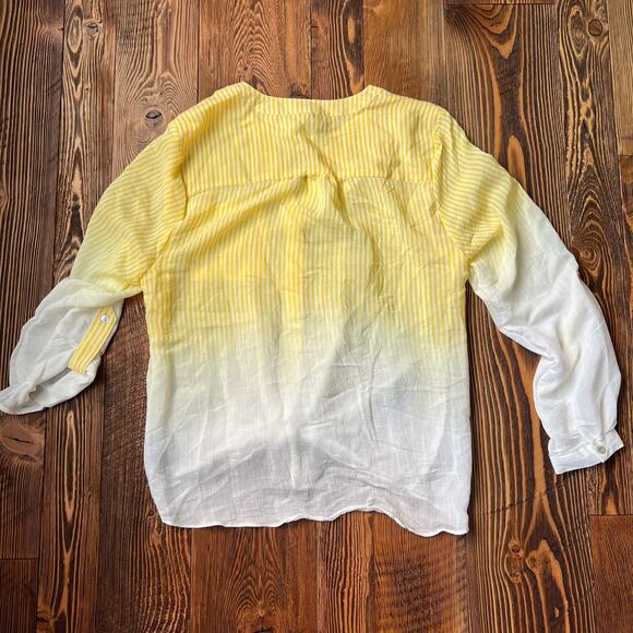 NWT Zac and Rachel Yellow and White Ombre Button Up Top Size Large - Picture 4 of 4